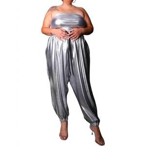 NEW SANTE GRACE delilah jogger set in silver lame